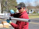 Ken Garg, W3JK, assembles the new JK402T 40-meter Yagi at W1AW.